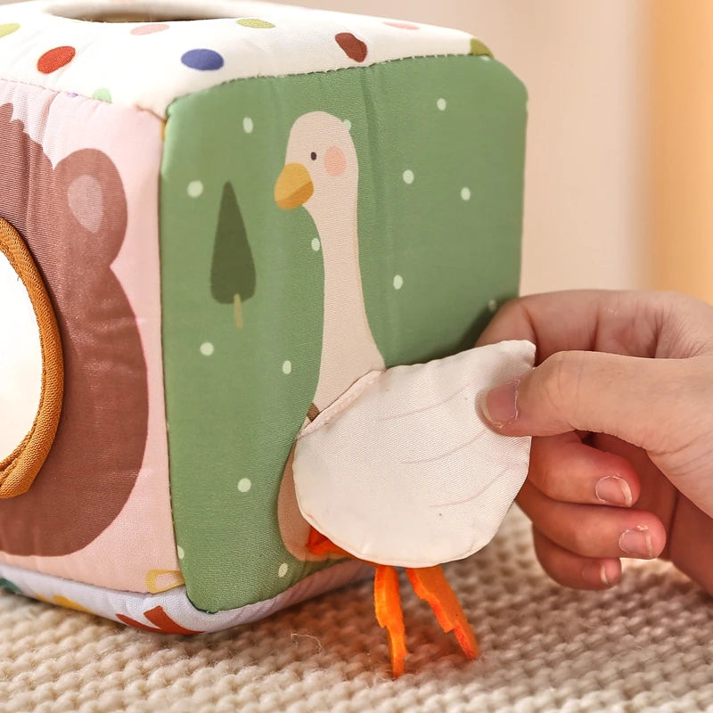 Montessori cloths Toys Magic Cotton Animal Tissue Box Kids Finger Exercise Cloth Busy Box Toys Baby Educational Activity Sensory