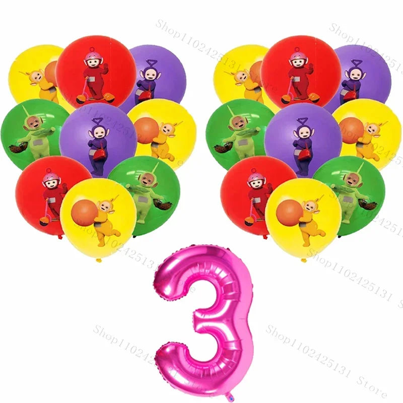 Teletubbies Birthday Party Decoration Tableware Set Paper Plates Balloons Banner Tablecloth For Kids Baby Shower Party Supplies