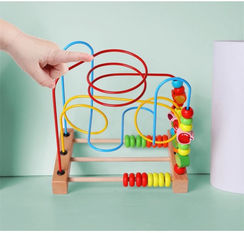 Montessori Baby Toys Wooden Roller Coaster Bead Maze Abacus Math Toys Toddler Early Educational Toys for 1 2 3 Years Kids Gifts