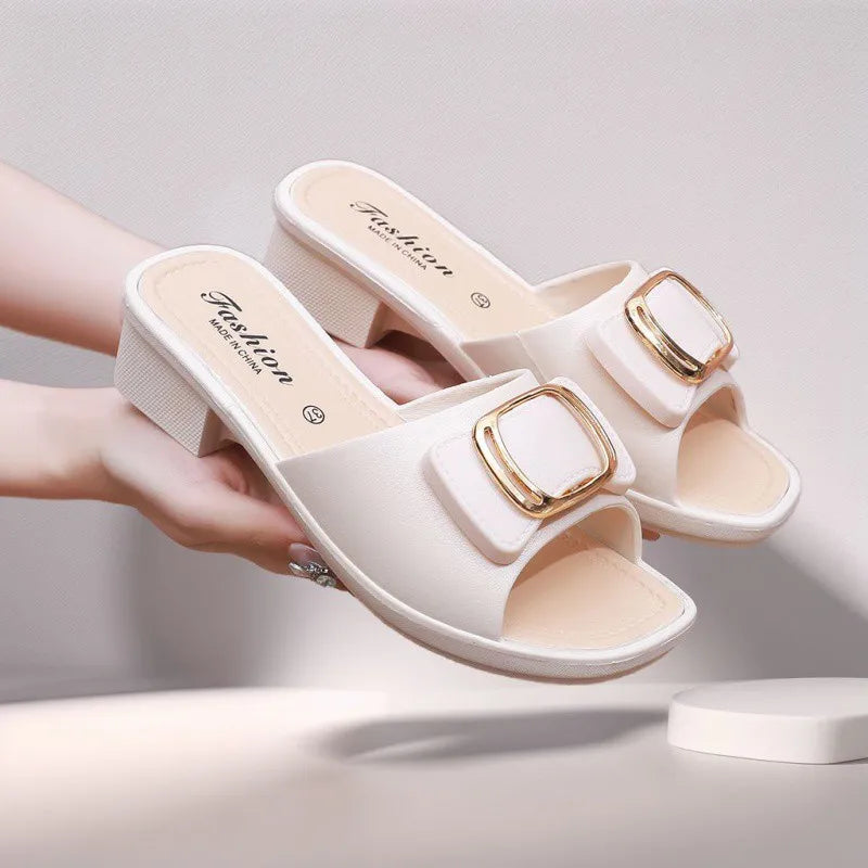 Women's Versatile Summer Sandals - Fashion Thick Sole Flip Flops, Non-Slip Durable Outdoor Slides for Beach/Street Wear
