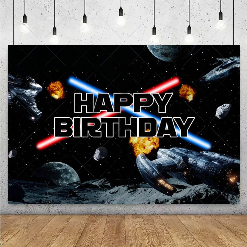 Film Star Wars Theme Birthday Party Decorations Cake Topper Number Balloons Background Yoda Master Robot Backdrop Supplies Gifts