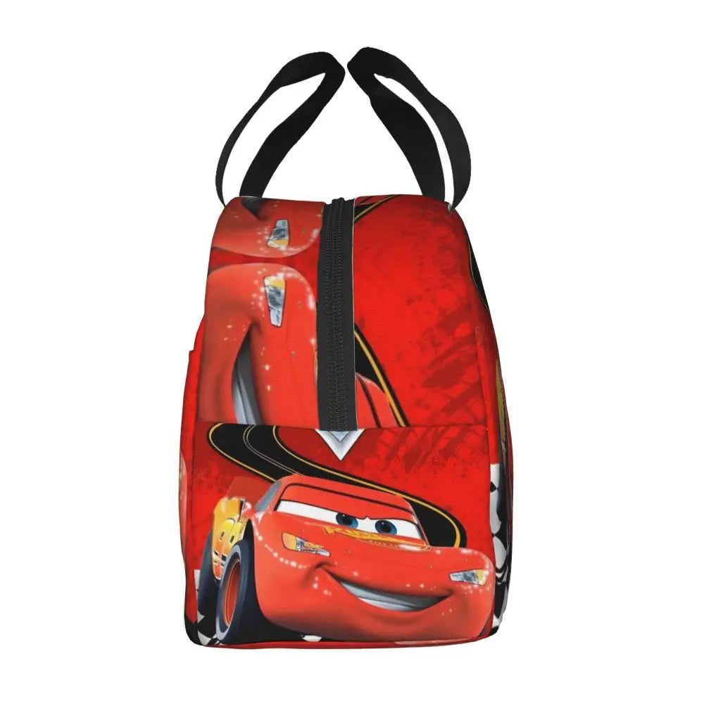 Custom Car 95 Lightning Mcqueen Insulated Lunch Bag for Women Resuable Racing Car Thermal Cooler Bento Box Office Picnic Travel