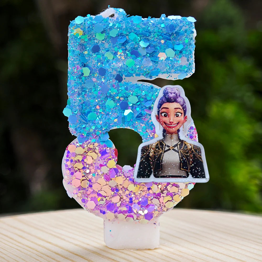 New Kpop Demon Hunters Theme Candle Number 0-9 Birthday Party Cake Decoration Cartoon Baby Shower Supplies Kids Gifts