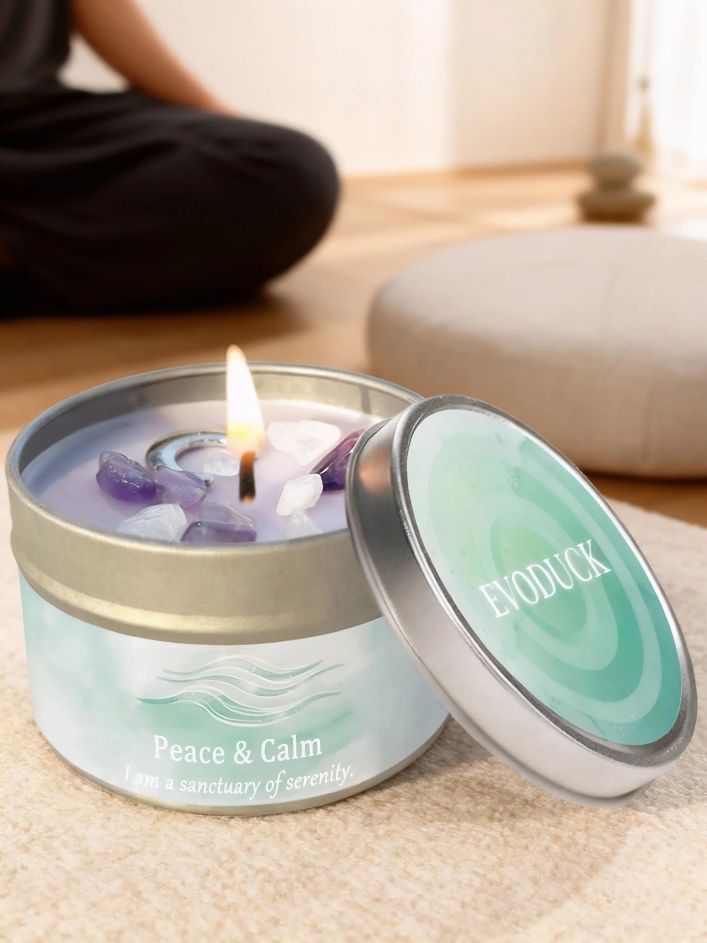 Scented Candles-3oz,Lavender&Chamomile Aroma with Healing Crystals, Great for Holiday Gifting Christmas/Halloween & Home Decor