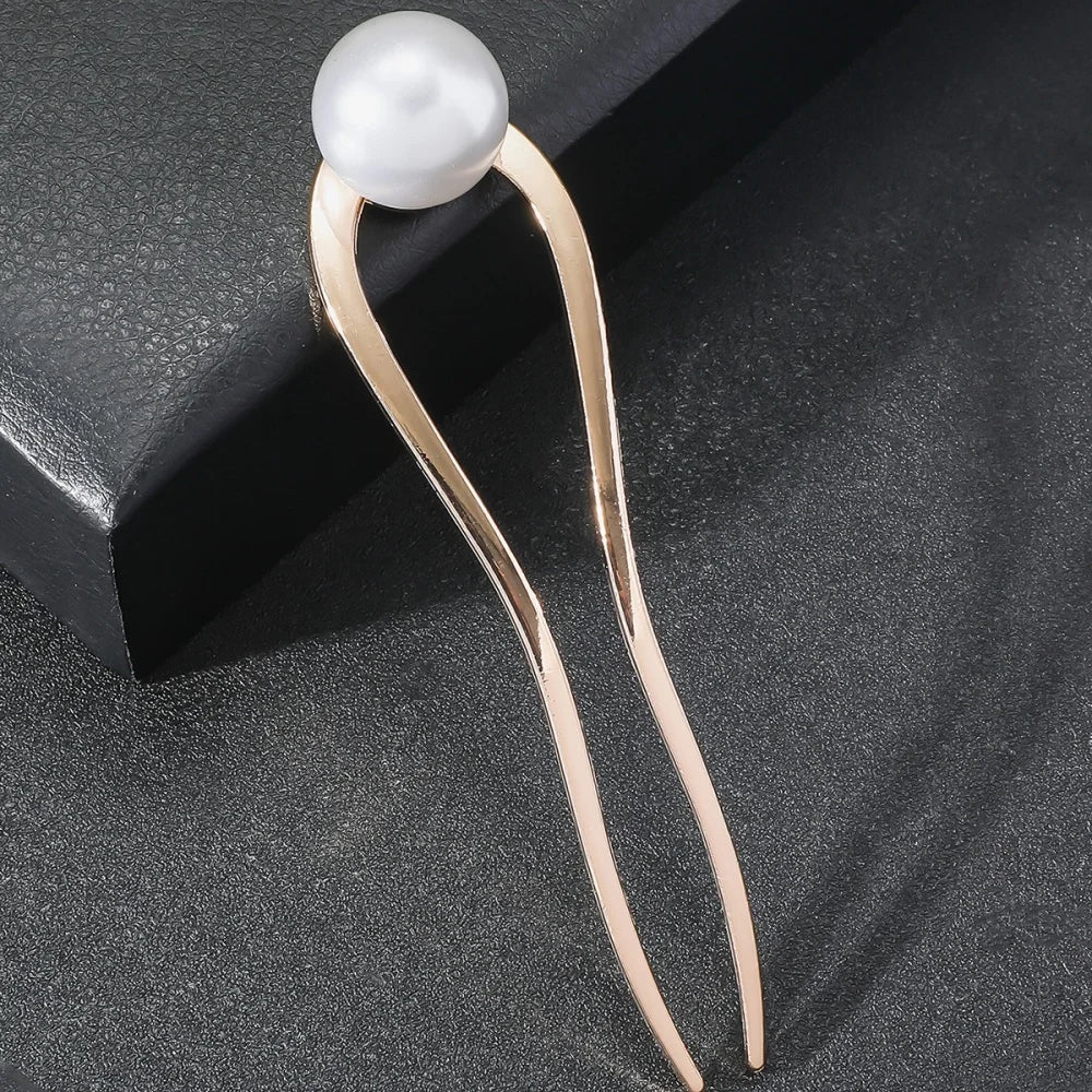 Vintage Metal U-Shaped Hair Fork Fashion Geometric Irregular Alloy Hairpin Clips Headwear Women Girls Simple Hair Sticks Gifts