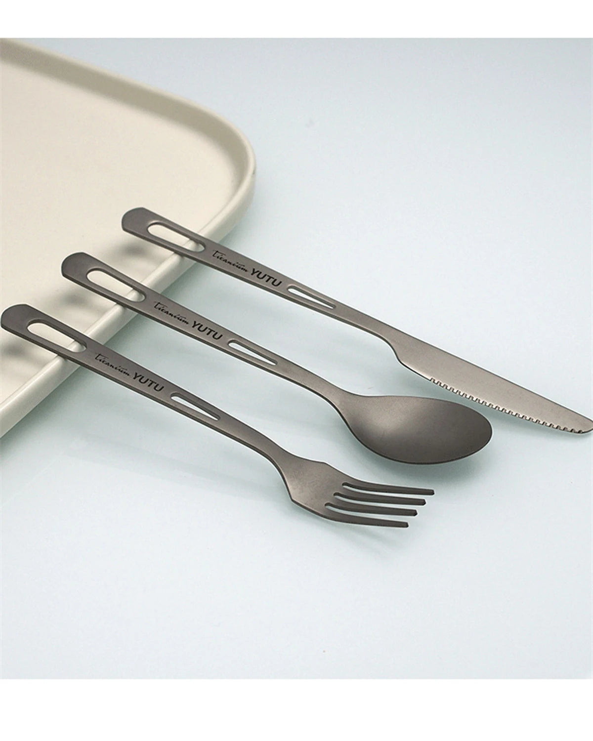 Pure Titanium Tableware Set Household Frosted Knife and Fork Spoon Chopsticks Travel Camping Portable Knife Fork Set