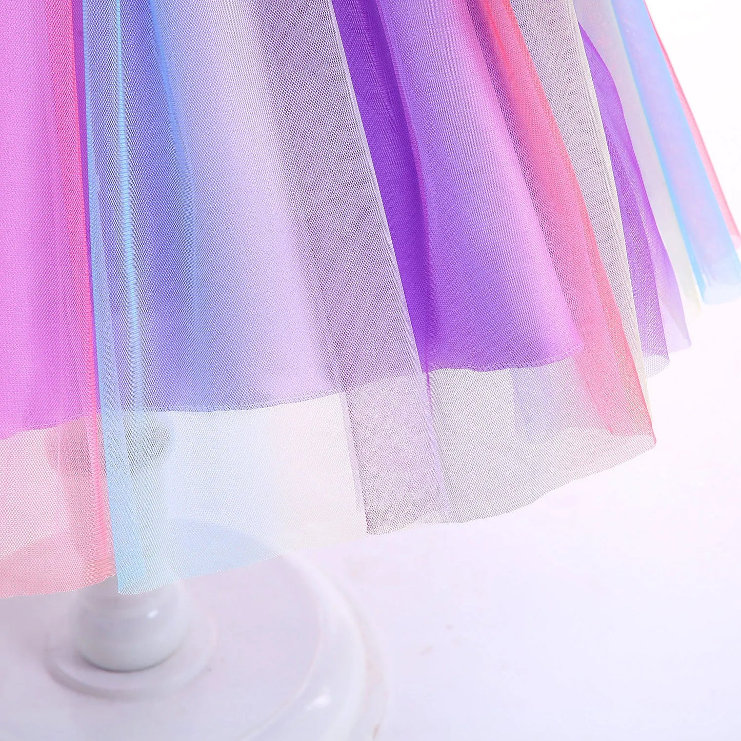 Summer Dress Girl Unicorn Cosplay Costume Children's Day Mesh Rainbow Tulle Princess Dress for Birthday Gift Kids Fashion Dress