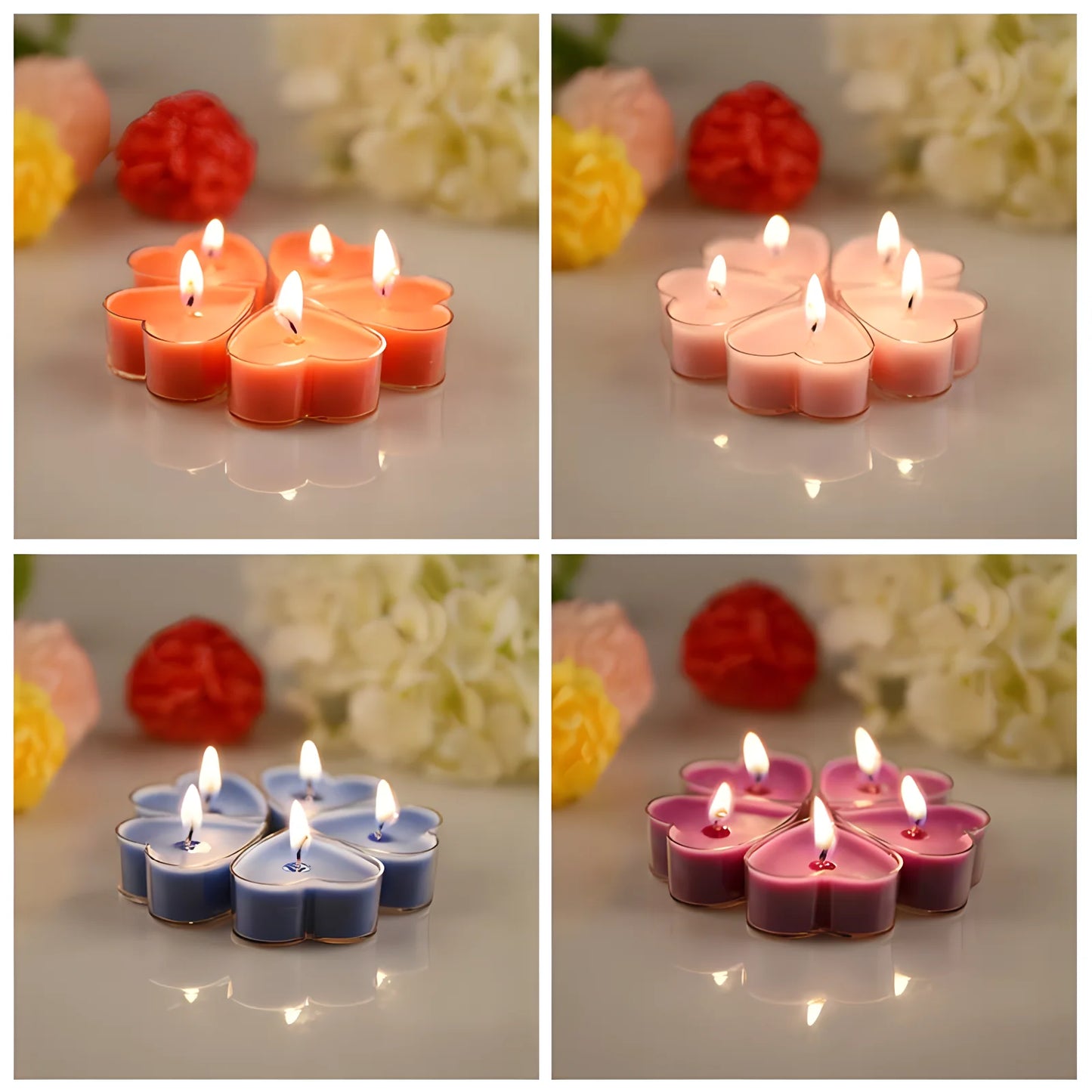 9Pcs Scented Aromatic Candle Smokeless Light Tea Wax Candles Gift Heart-Shape Wedding Festival Party Home Decoration Supplies