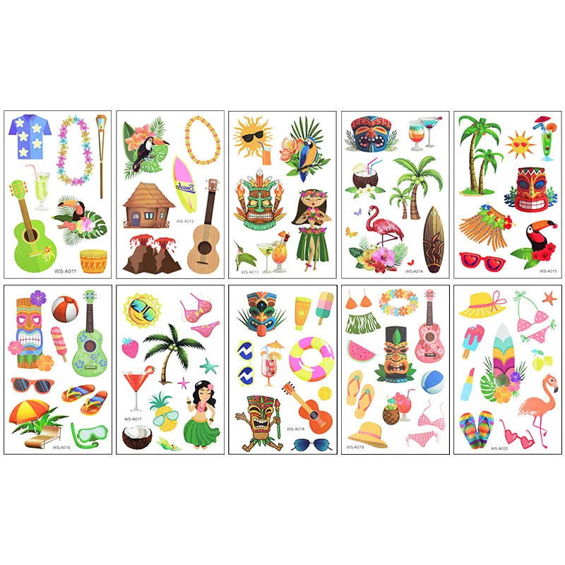Hawaiian Party Aloha Temporary Tattoo Sticker Waterproof