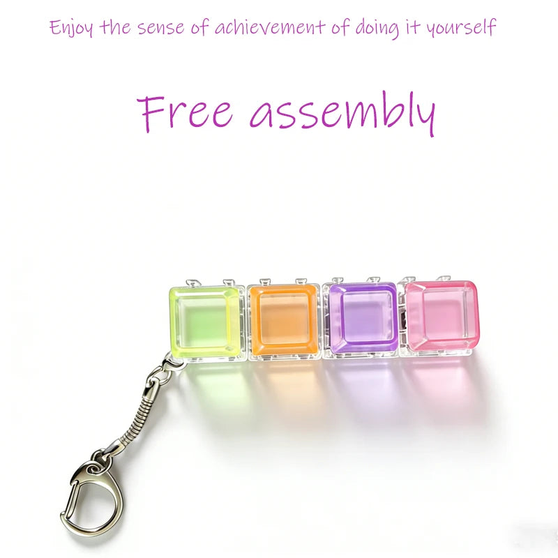 /LED free assembly keyboard keychain Fidget toy crystal clicker sensory toy stress relief keyboard keychain adult children's toy