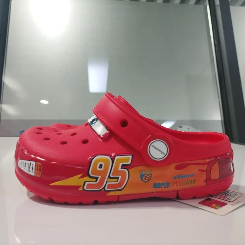 95 Automotive Theme Children Glowing Slippers Outdoor House Slippers Non-Slip Wear-Resistant Baotou Beach Sandals Practical Gift