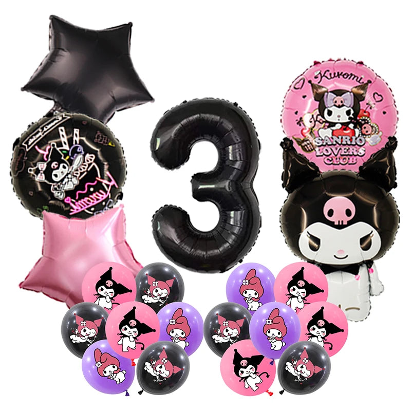Kuromi Birthday Party Decoration Backdrop Disposable Tableware For Kids Event Supplies Latex Foil Balloons Banner