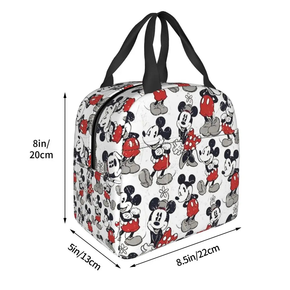 Custom Mickey Pink Minnie Mouse Lunch Bag Women Creative Design Cooler Warm Insulated Lunch Box for Kids School