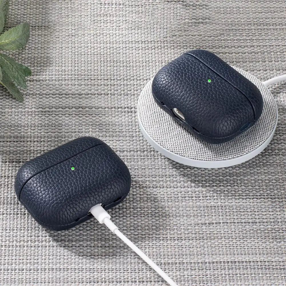 High End Business Bluetooth Earphone Case For Apple AirPods Air 2 3 4 Pro 2 3 Retro Genuine Leather Litchi Texture Protect Cover