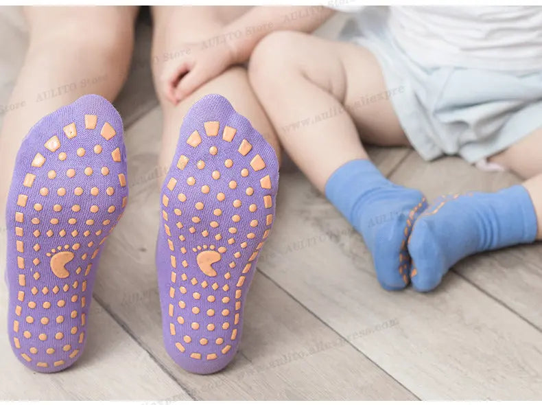 Kids Adults Anti-Slip Floor Socks Parent-Child Trampoline Cotton Breathable Socks Elasticity Sports Boys Girls Outside Children