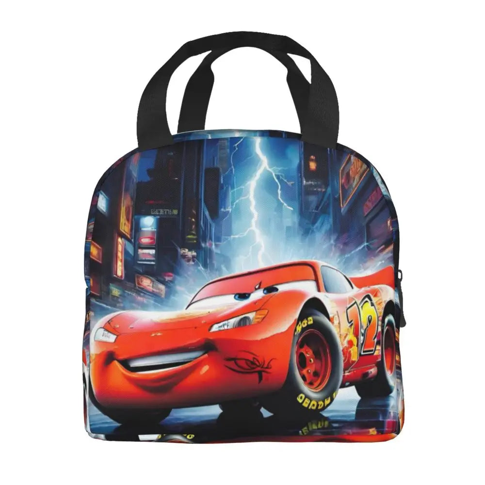 Custom Car 95 Lightning Mcqueen Insulated Lunch Bag for Women Resuable Racing Car Thermal Cooler Bento Box Office Picnic Travel