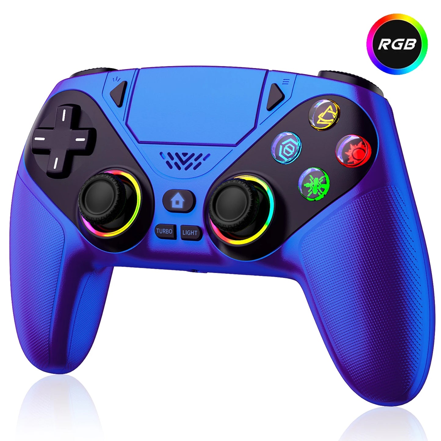 GAMROMBO Wireless Controller for PS5/Playstion 5 Pro/Slim/PC Console W/ RGB Dual Vibration Marco/Turbo Function 3.5mm Audio Jack