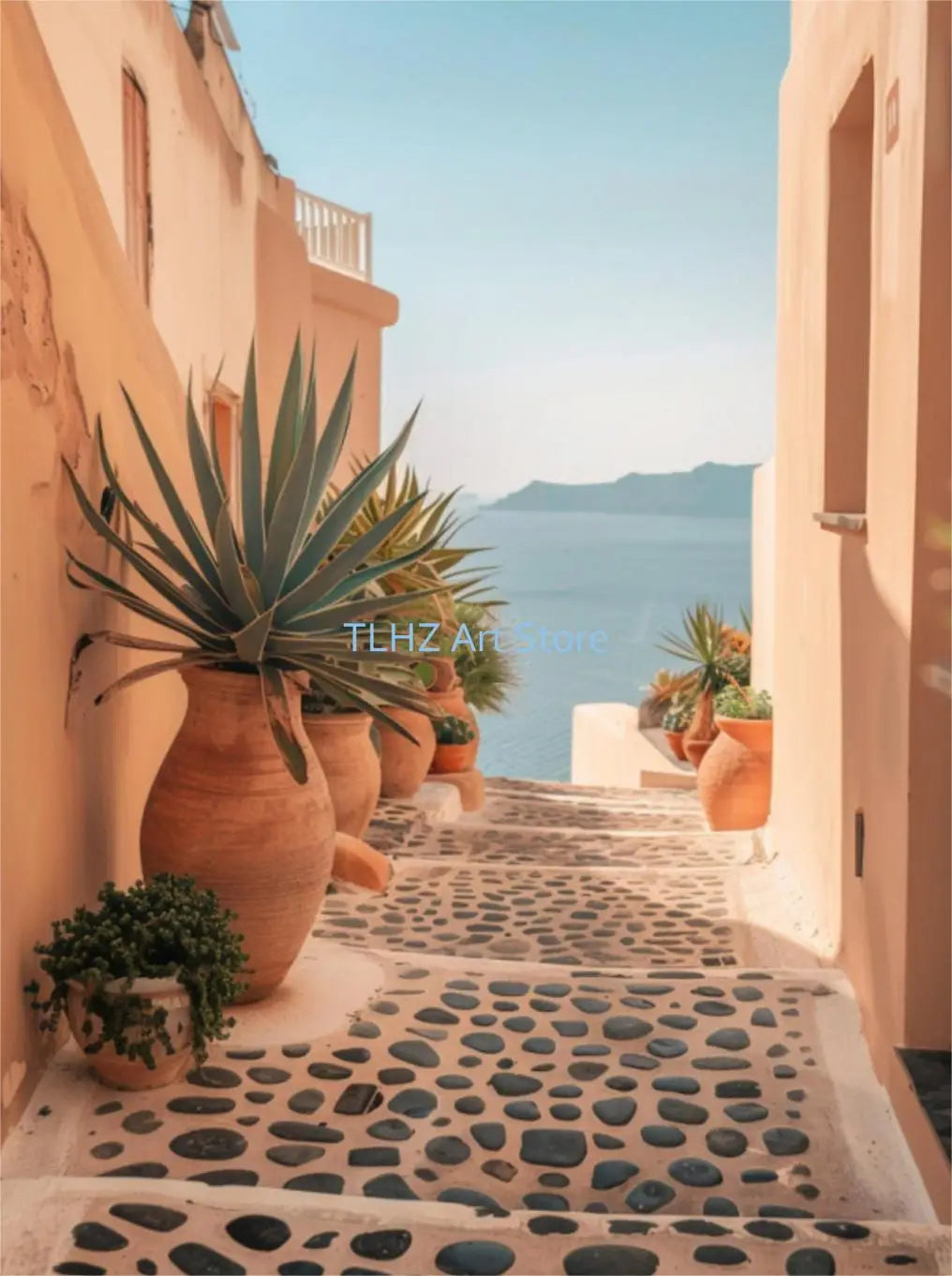 Modern Greece Summer Coast Santorini Travel Landscape Posters and Prints Canvas Printing Wall Art Picture for Living Room Decor