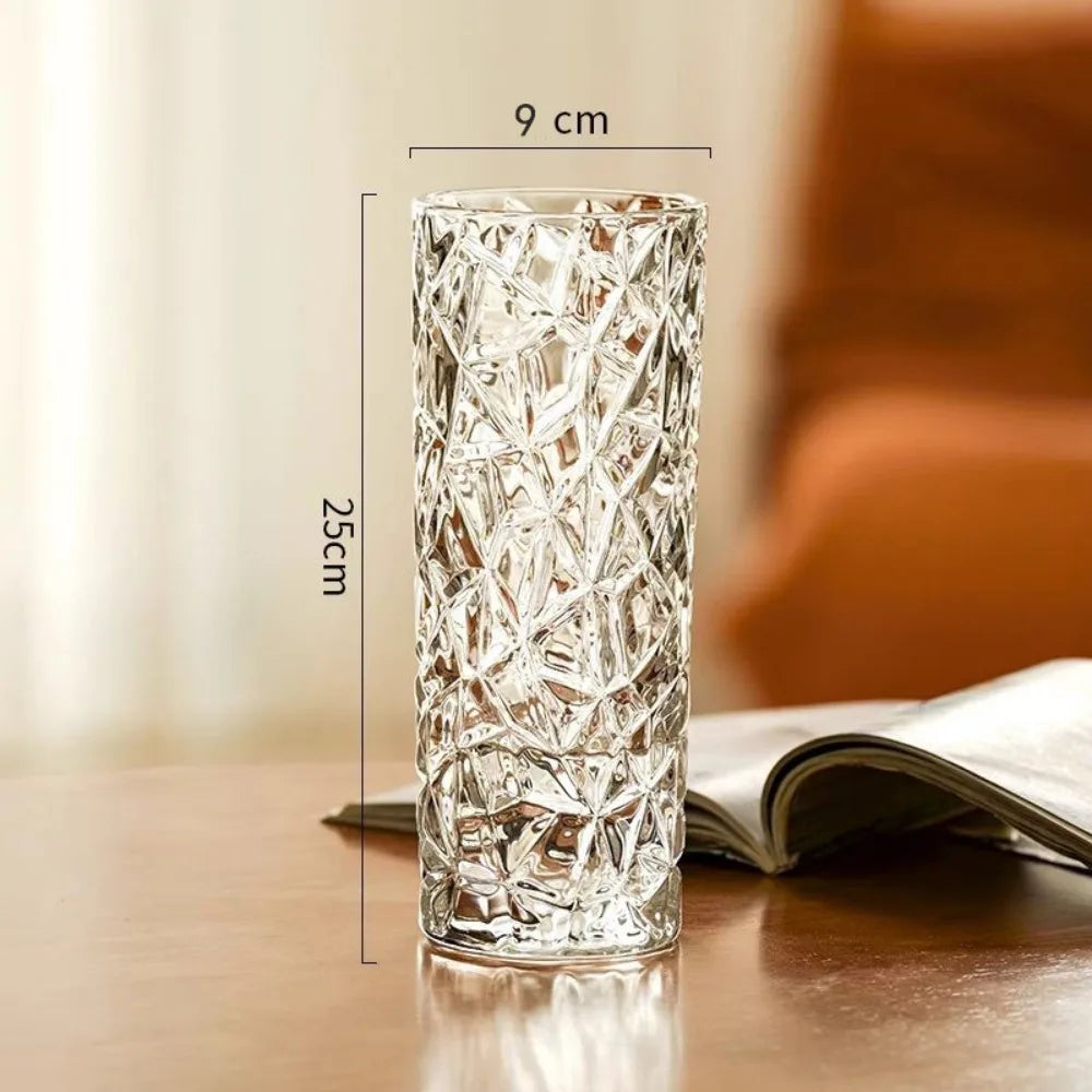 Transparent Hydroponic Glass Vase Glacier Pattern Elegant Home Decor Vase Modern Living Room Flower Arrangements Decor