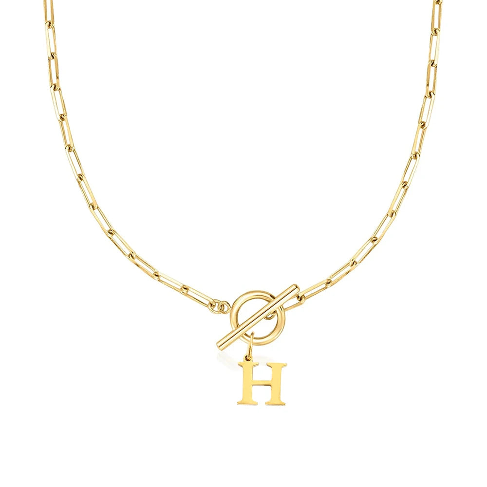 Women's stainless steel Initial necklace A-Z Letter charms pendant Choker Women collar Chain Ot Deduction Necklace For Women2025