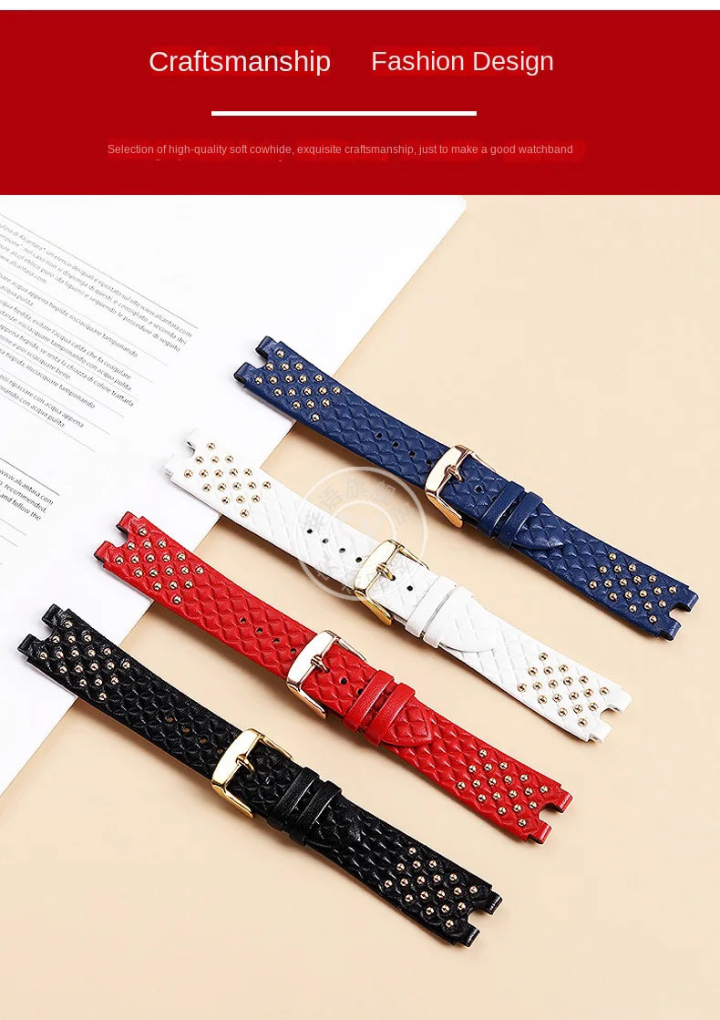 Shenyu Watchband with u-shaped interface For VERSACE Vanitas micro Leather strap Replace watch bracelet female Watch Accessories