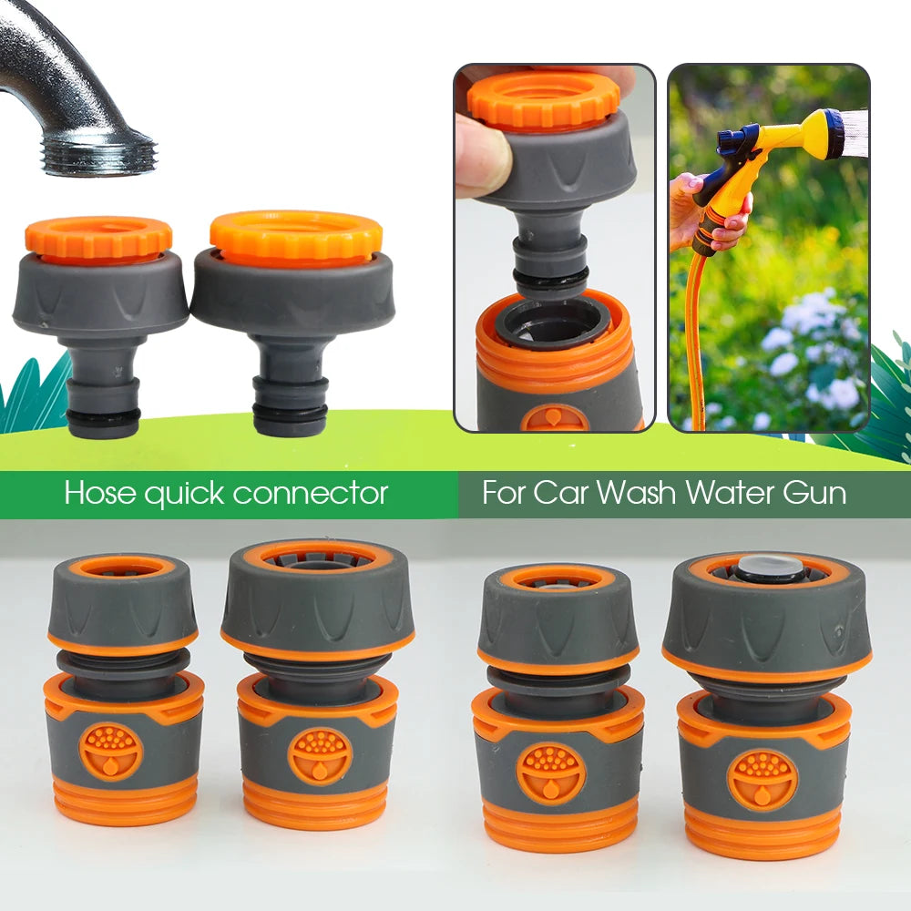 Garden Hose Quick Connector 1/2 3/4 Inch Pipe Coupler Stop Water Connector for Car Wash 20/16mm Irrigation Tube Repair Joints