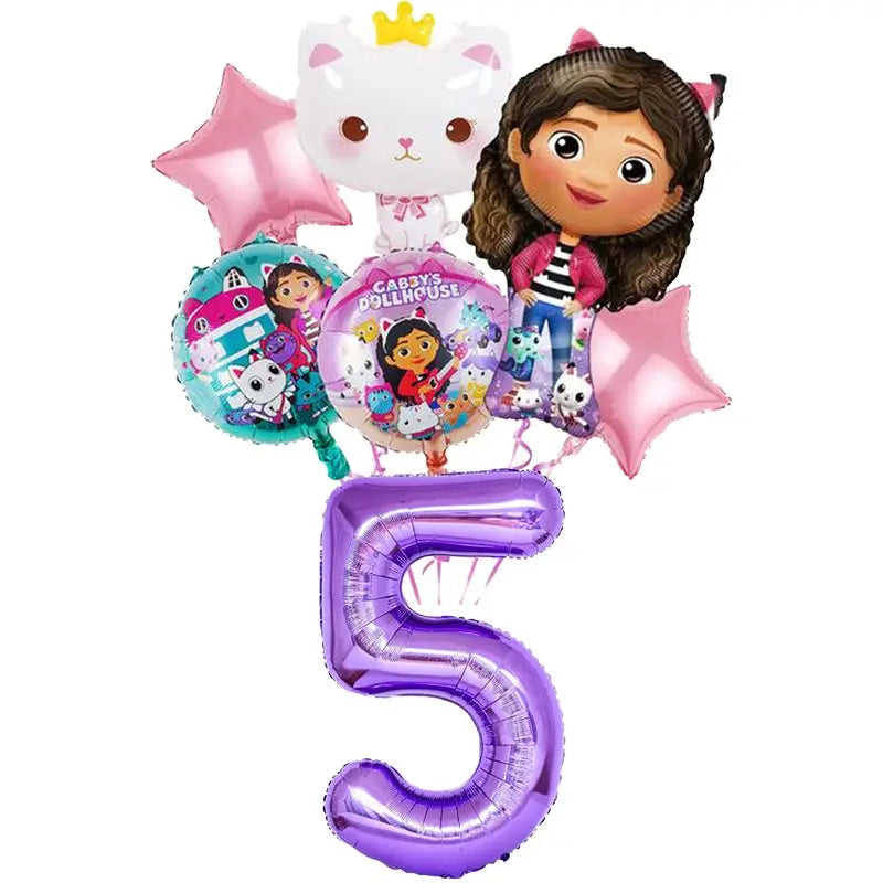 Disney Gabby Dollhouse Birthday Party Decoration Balloon Napkins Children's Disposable Tableware Theme Party Supplies Kids Gifts