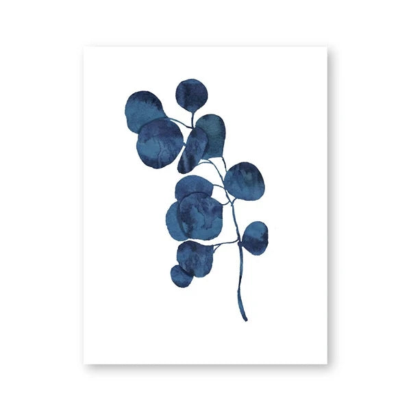 Pressed Blue Wild Flowers Wall Art Canvas Painting Hampton Style Posters Botanical Prints Blue and White Pictures Home Decor
