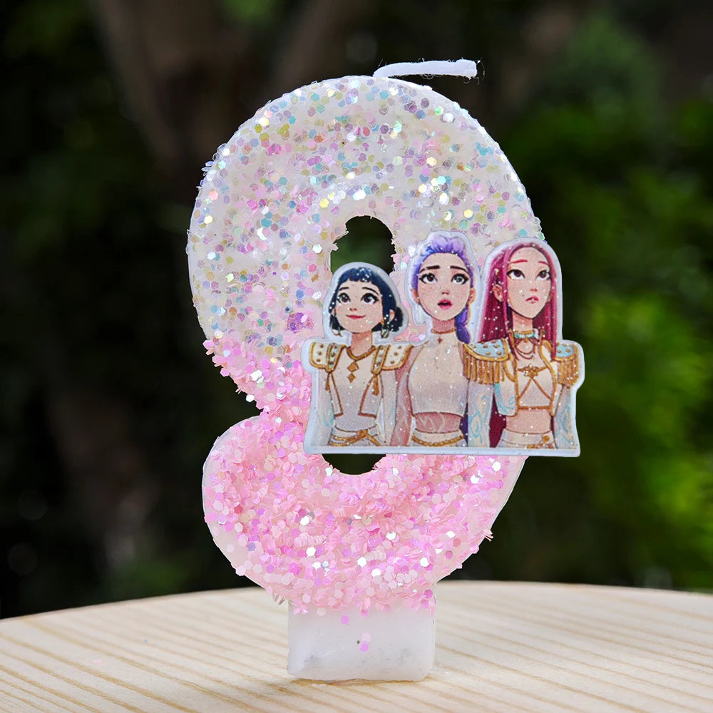 New Kpop Demon Hunters Theme Candle Number 0-9 Birthday Party Cake Decoration Cartoon Baby Shower Supplies Kids Gifts