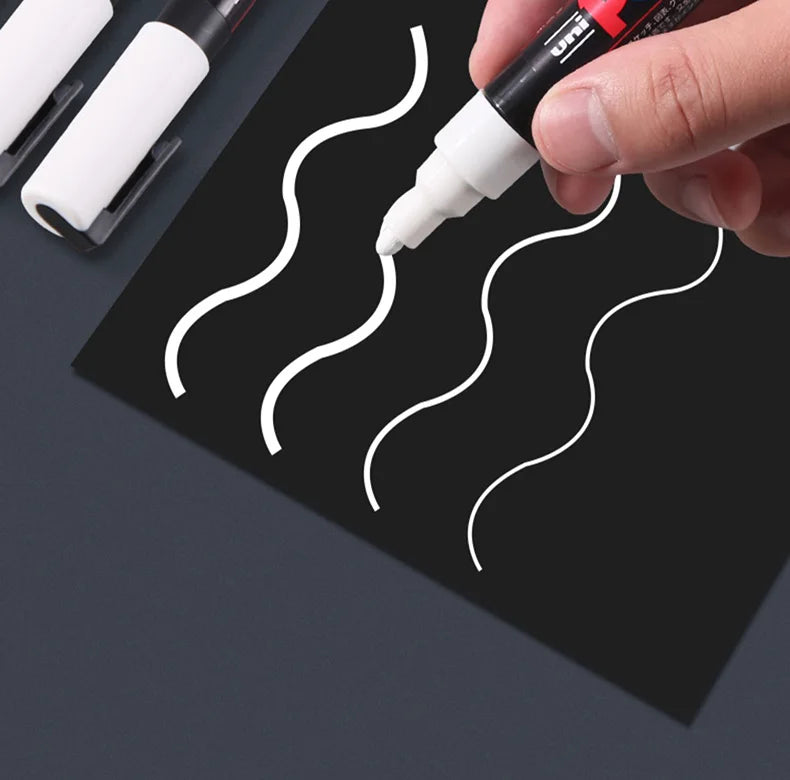UNI Posca White Waterproof Permanent Acrylic Marker Pens Marcadores Non-fading POP Poster Pen Graffiti Advertisement Paint Pens