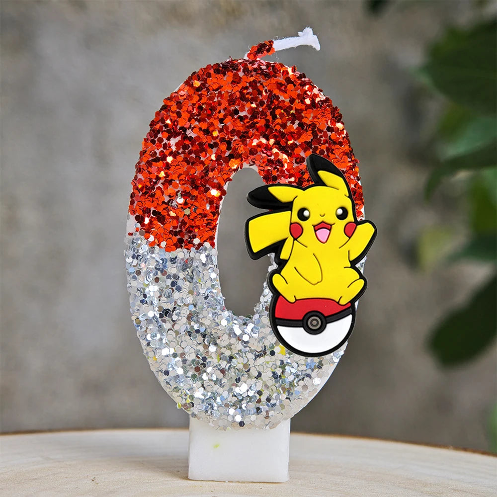 Pokemon Candle Number 0-9 Soccer Candle Pikachu Cake Decoration Boy Birthday Party for Kids Baby Shower Decor Gift