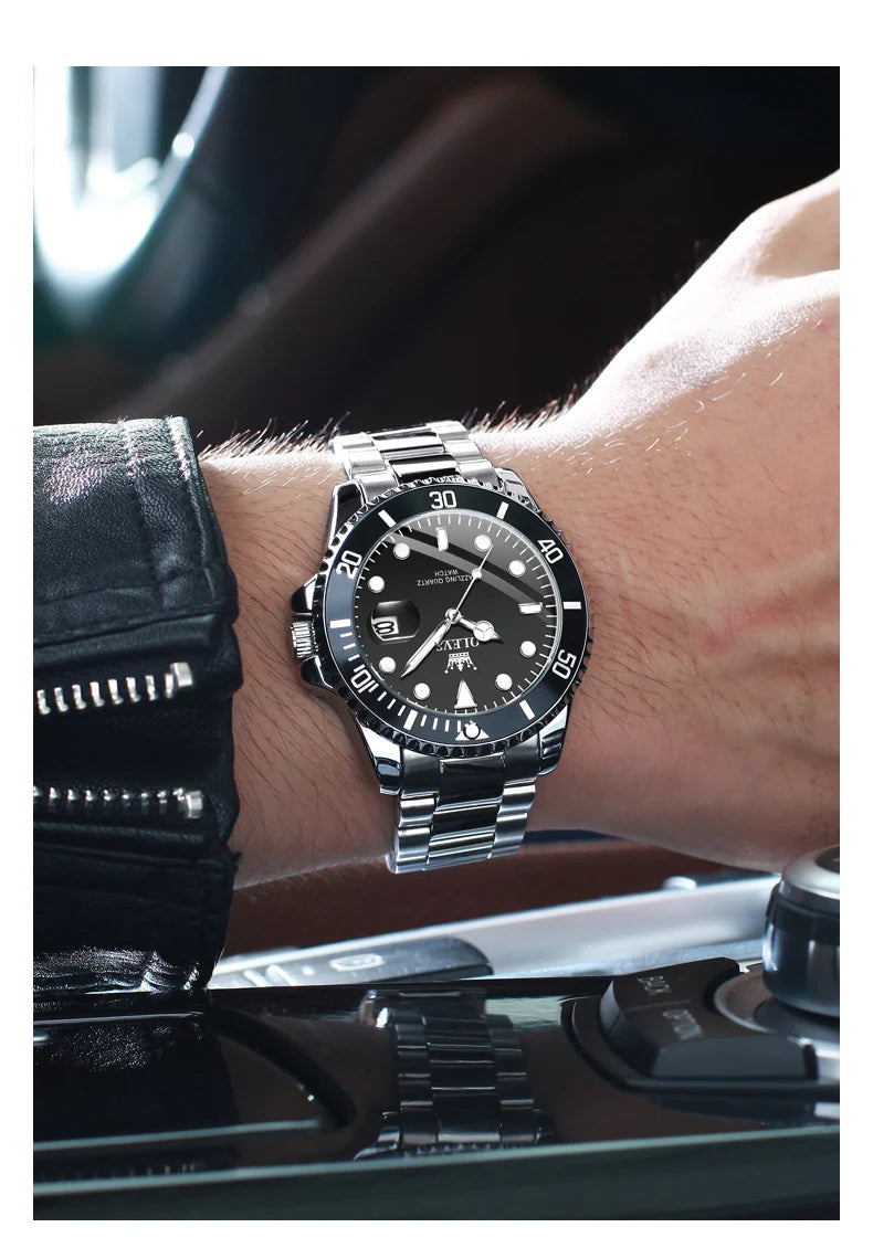 OLEVS 5885 Diving Series Men Watch Luxury Automatic Date Original Watch Trendy Stainless Steel Waterproof Sports Quartz Watch
