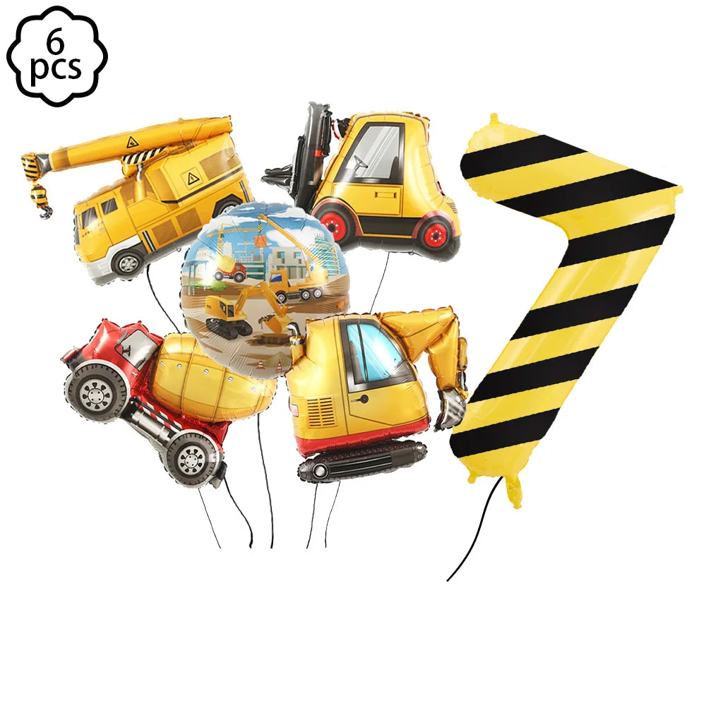construction Party Banner Hanging swirls decor construction truck Excavator themed Banner boy construction Birthday decor Banner
