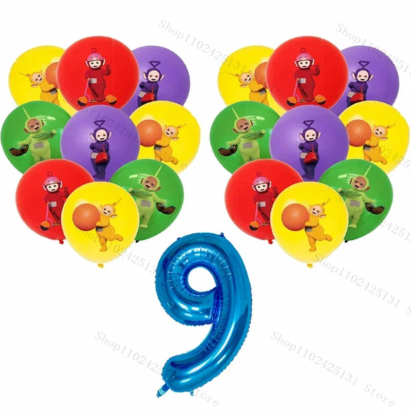 Teletubbies Birthday Party Decoration Tableware Set Paper Plates Balloons Banner Tablecloth For Kids Baby Shower Party Supplies