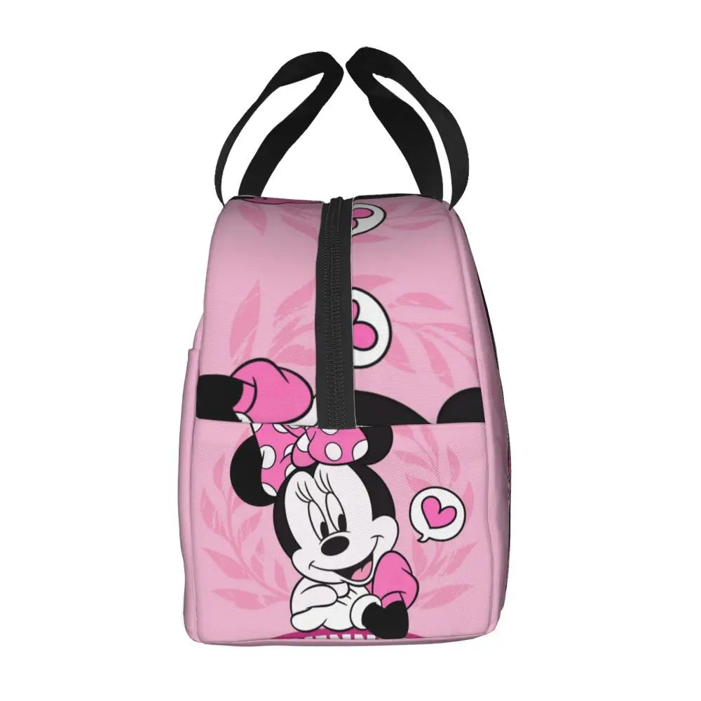 Custom Mickey Pink Minnie Mouse Lunch Bag Women Creative Design Cooler Warm Insulated Lunch Box for Kids School