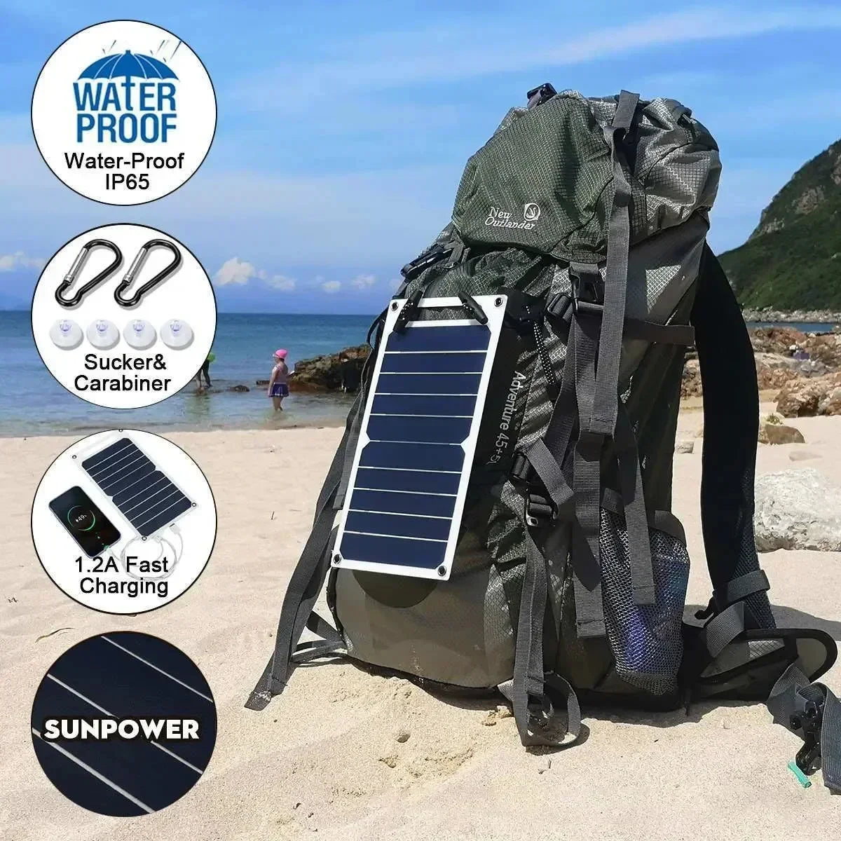 35W Sunpower Portable Solar Panel 5V Solar Plate WithUSB Safe Stabilize Charger ForPower Bank Phone Outdoor Camping Home RV Gift