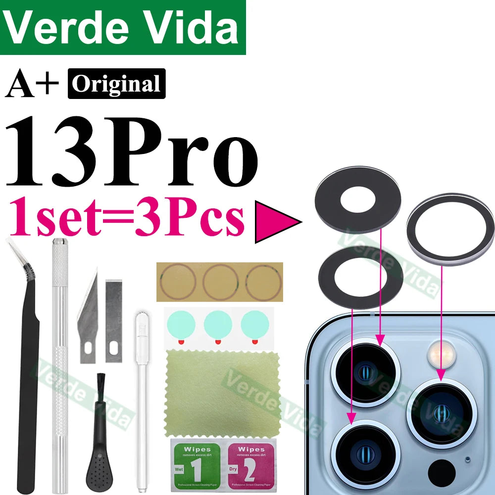 Original Back Camera Glass Replacement for iPhone 16 15 14 Pro Max 12 13 Mini 15 Plus Broken Camera Lens Repair Kits