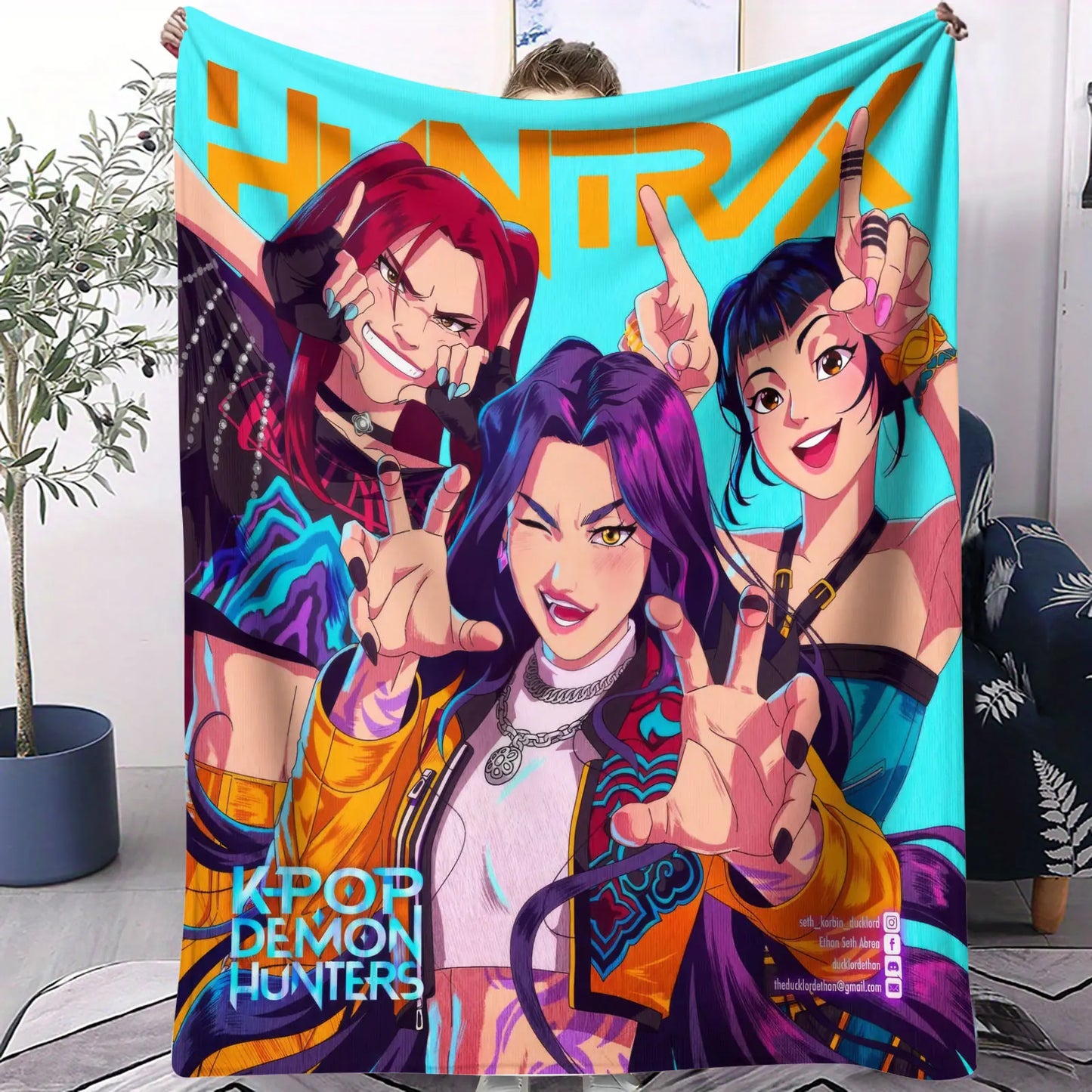 K Pop Demon Hunters Blanket Flannel Blanket Hot Anime Fan Gift Warm for Home Sofa Cover Camping Travel Multifunctional Blanket