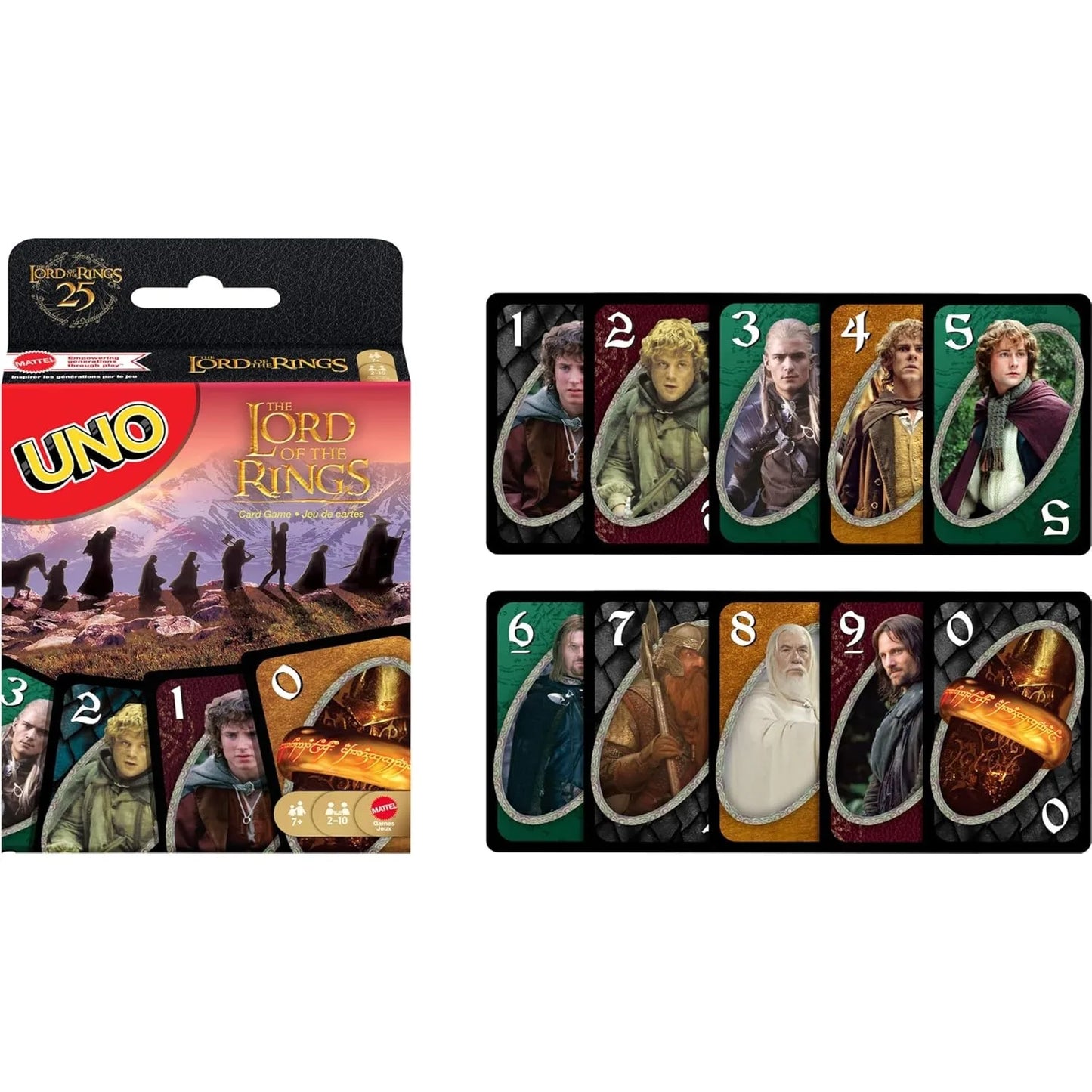 Original Mattel Games UNO The Lord of The Rings 112 Playing Card Game Deck Poker Board Games Christmas Gift for Kids Adults