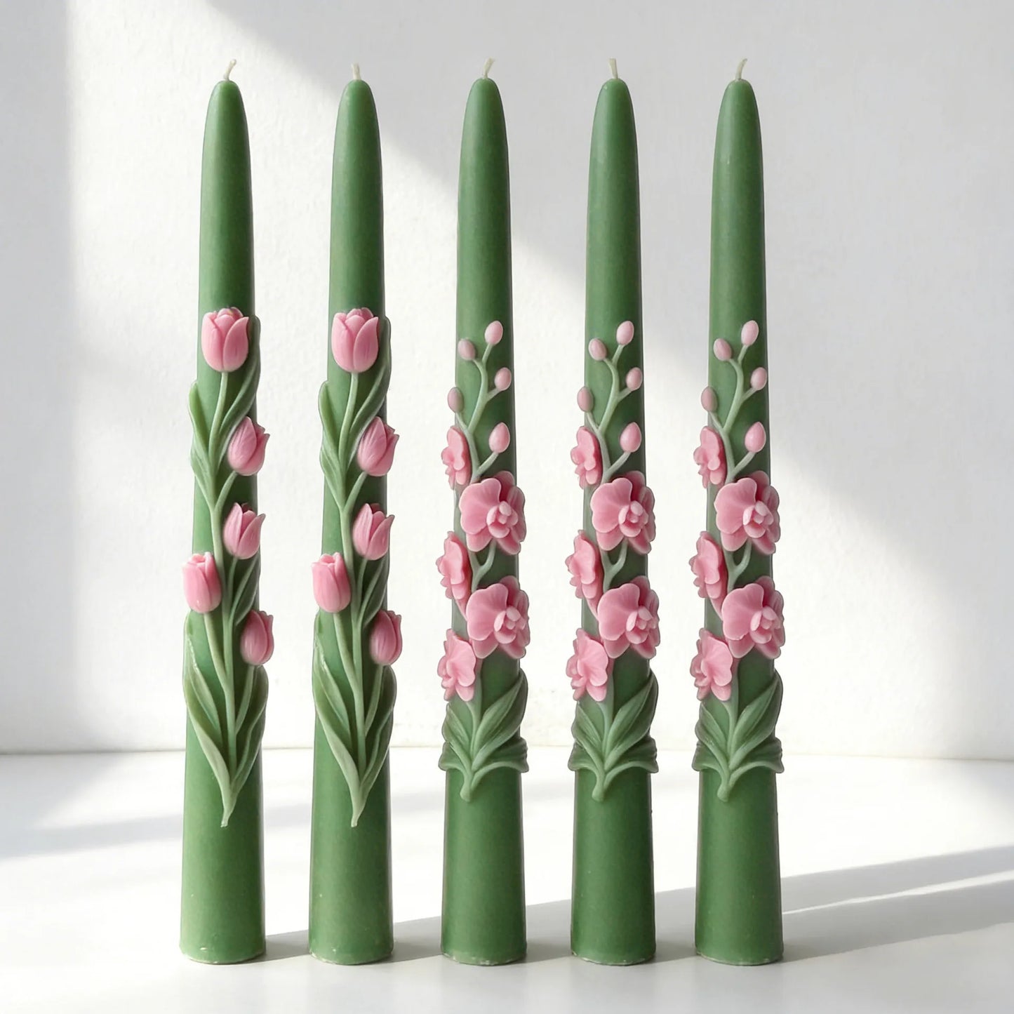 3D Long Stem Phalaenopsis Orchid Floral Relief Candle Silicone Mold DIY for Plaster Wax Resin Candle Holder Home Decor Gift