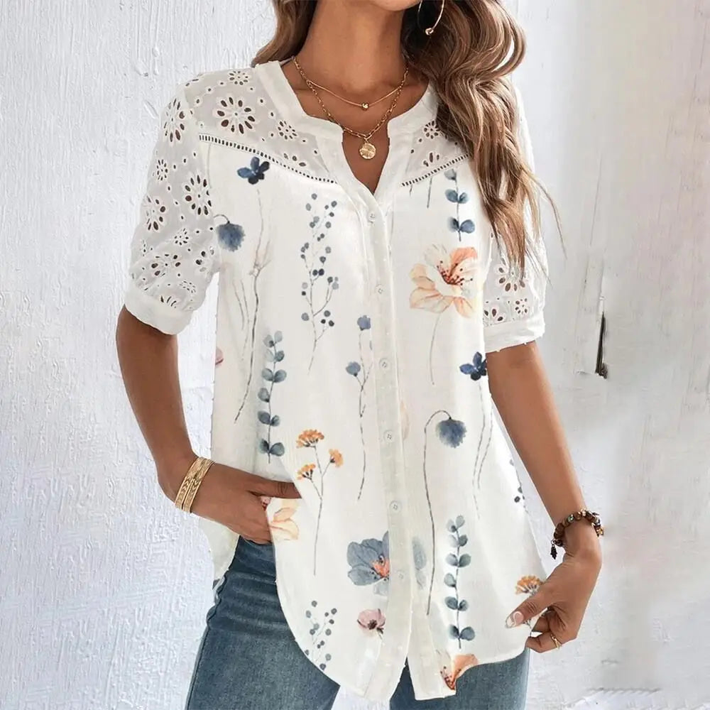 Casual Lace Woman Shirt Fashion