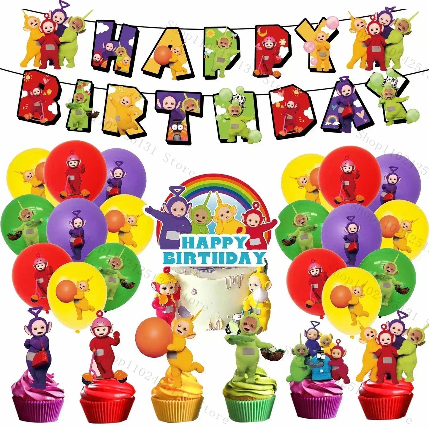 Teletubbies Birthday Party Decoration Tableware Set Paper Plates Balloons Banner Tablecloth For Kids Baby Shower Party Supplies