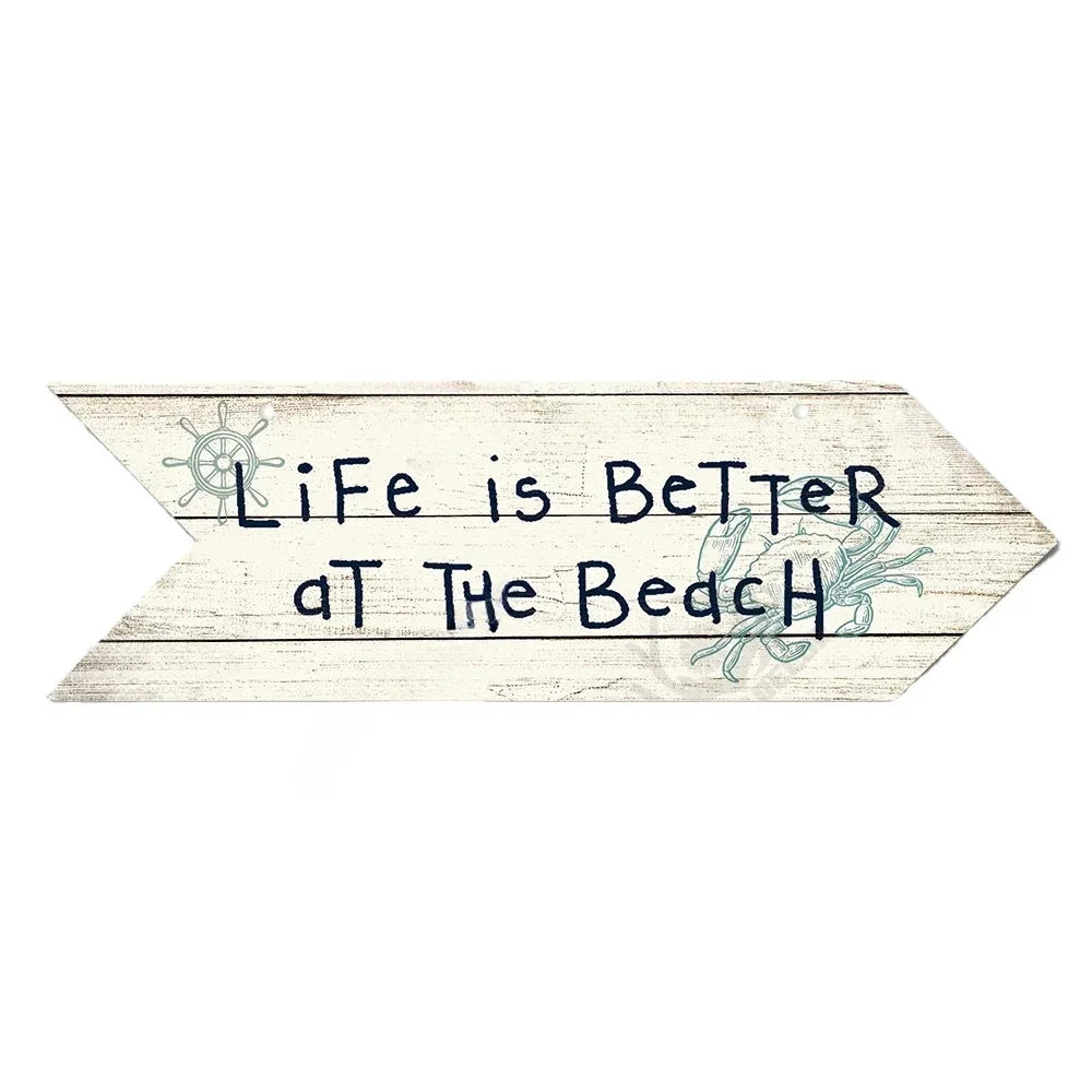 Beach Arrow Wooden Sign Beach Seaside Road Guide Wall Decoration Indicator Hanging Beach House  Wall Plaque Decor