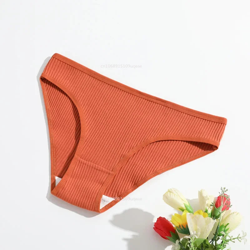 Cotton Seamless Panties Ribbed Cotton Briefs Ladies Low Waist Panty Sports Underwear Girls Breathable Underpants Lingerie