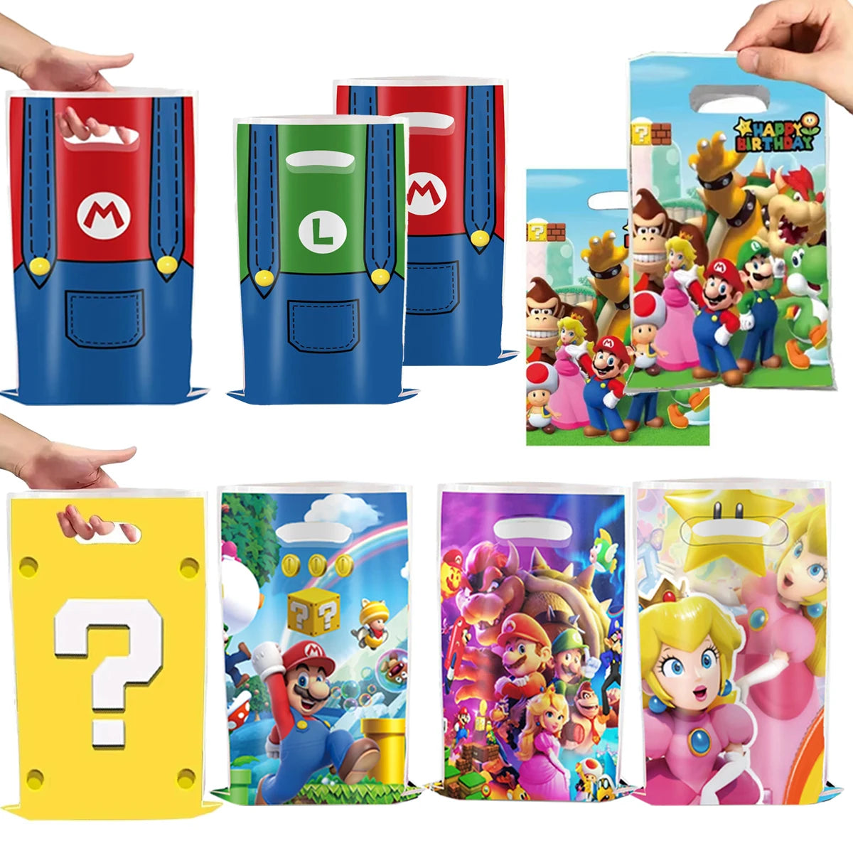Super Mario Bros Party Supplies Kids Birthday Decoration Foil Balloons Keychain Straws Stamps Head Party Favors Christmas Theme
