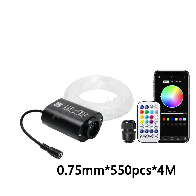 Mini 6W Twinkle Starry Sky Fiber Optic Ceiling Light APP Controlled Star Roof Atmosphere Car Interior Home Decorative Light