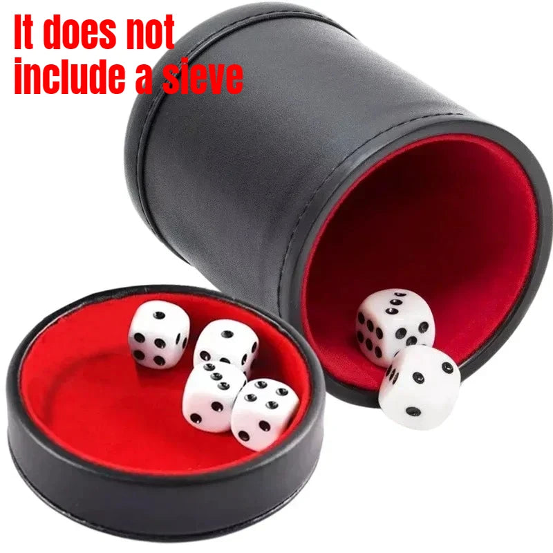 Dice Cup Set with Lid - Green/Red Felt Lined Quiet Rolling for Liars Dice/Farkle/Yahtzee, PU Leather Board Game Shaker