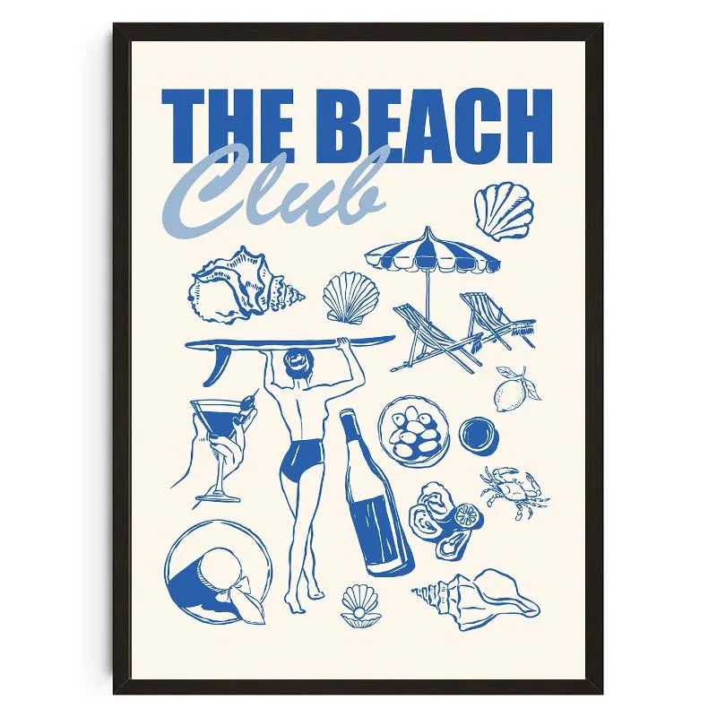 Seashells Meet Me At The Beach Poster Summer Sea Bikini Coastal Quotes Canvas Painting Trendy Wall Art Room Home Decor