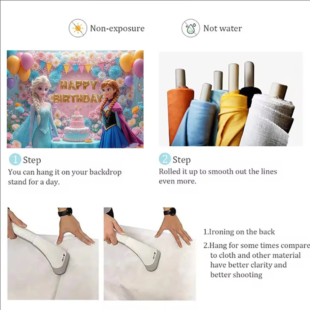 Frozen Elsa Anna Princess Theme Backdrop Frozen Birthday Party Decoration Baby Shower Supplies Background Photo Prop Girl Gift