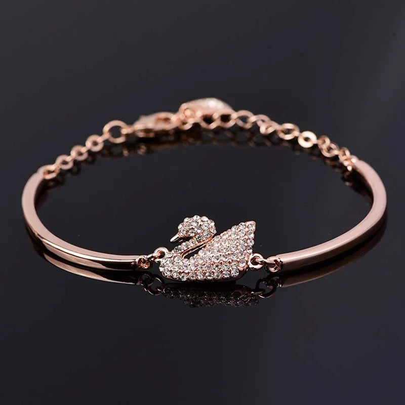 Luxury Zircon Charm Bracelet Jewelry Accessories for Women's Party Gifts Fashion Gold Rose Gold Swan Bangle